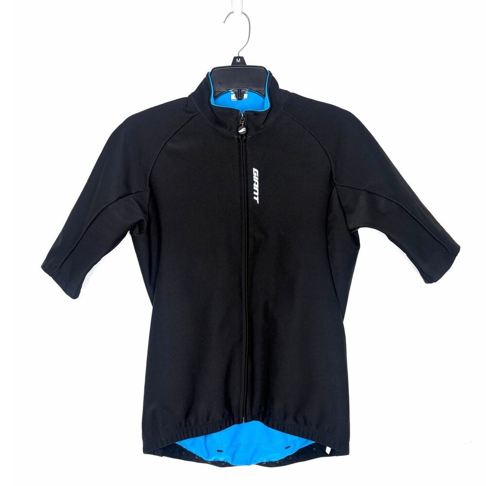 Giant Diversion Short Sleeve Full Zip Jersey Sz M Black Blue Cycling Biking